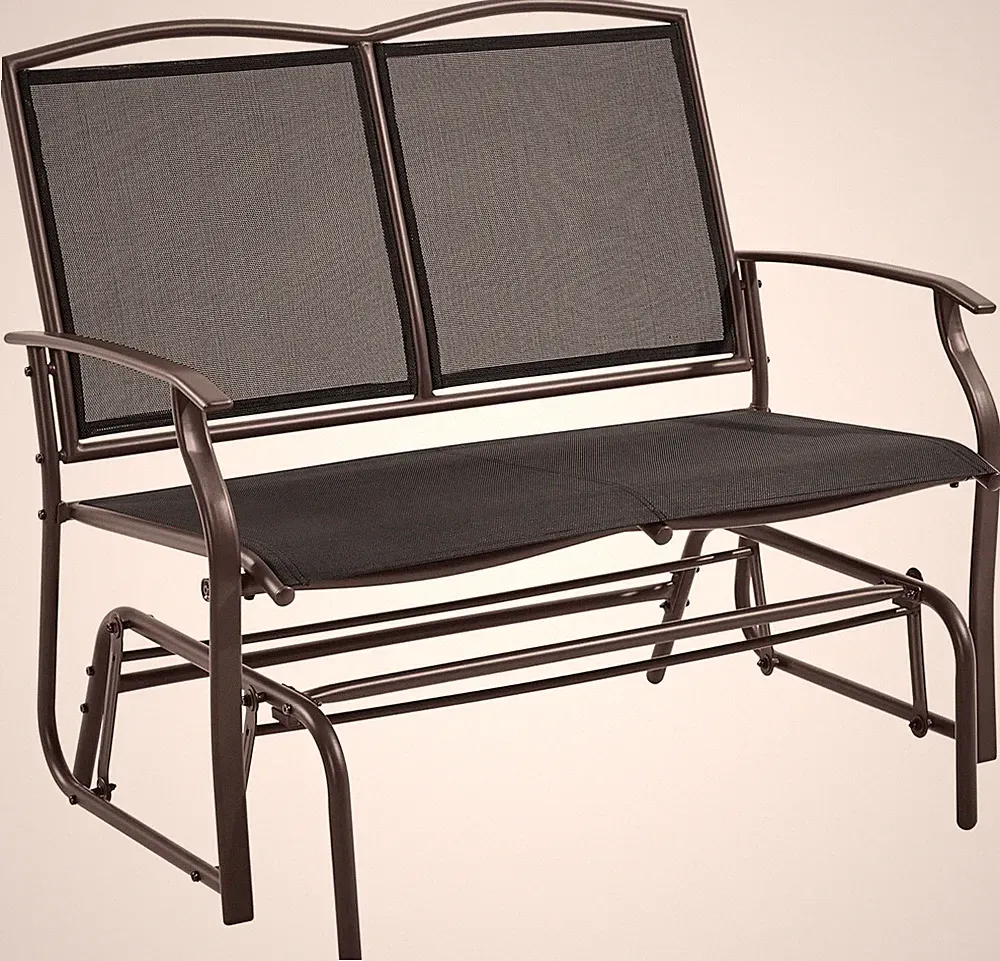 2-Person Outdoor Glider Bench Patio Chairs Loveseat For Backyard Poolside Porch