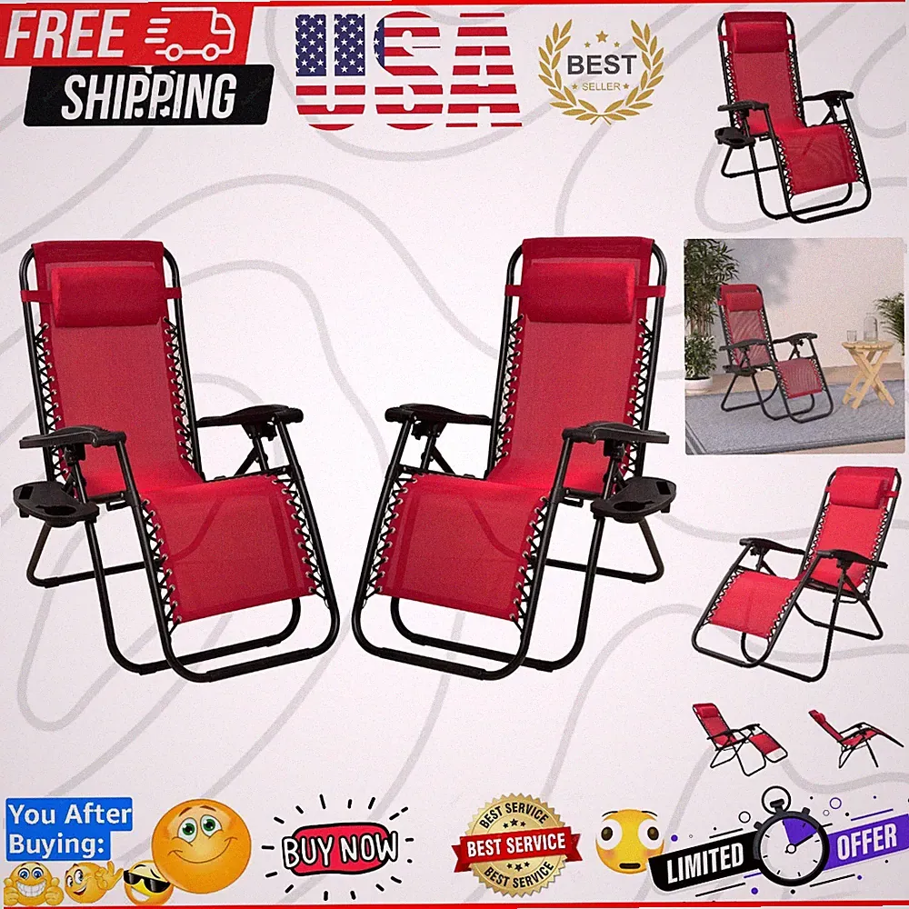 Adjustable Zero Gravity Lounge Chair Recliners for Patio, Yard, Multiple Colo...