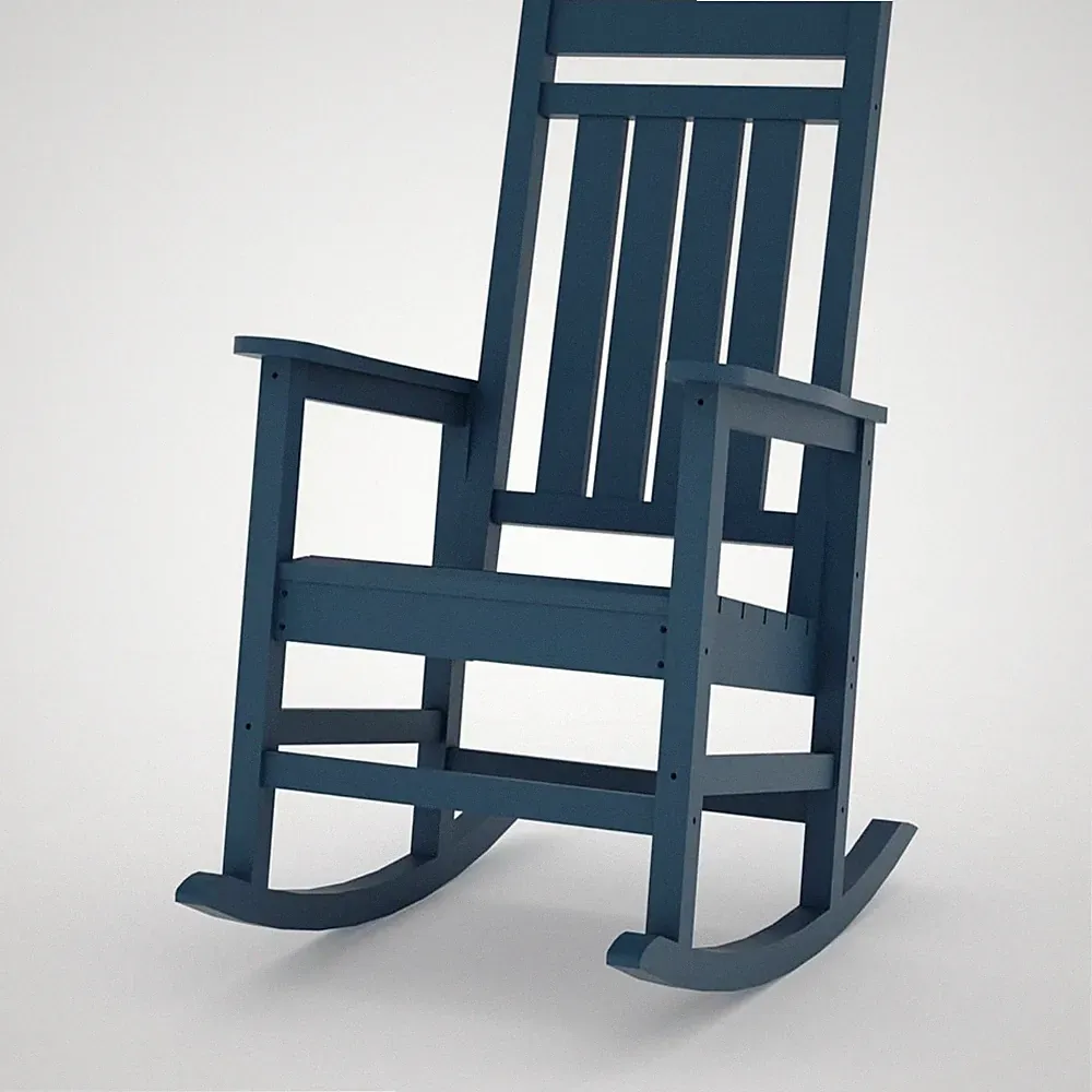 All-Weather HDPE Patio Rocker: High Back Adirondack Chair for Deck & Lawn, Blue