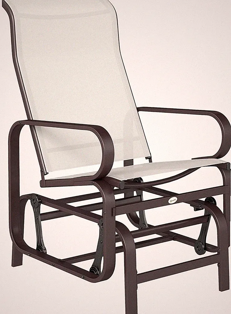 Beige Outdoor Glider Chair for Patio with Smooth Gliding Mechanism