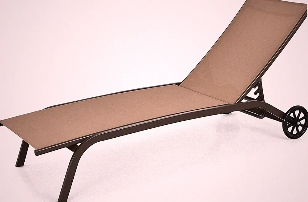 Brown Adjustable Outdoor Chaise Lounge Chair with Wheels for Patio Relaxation