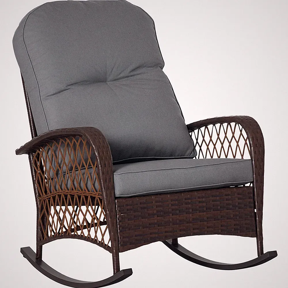 Comfortable Rattan Rocking Chair for Patio and Garden Use