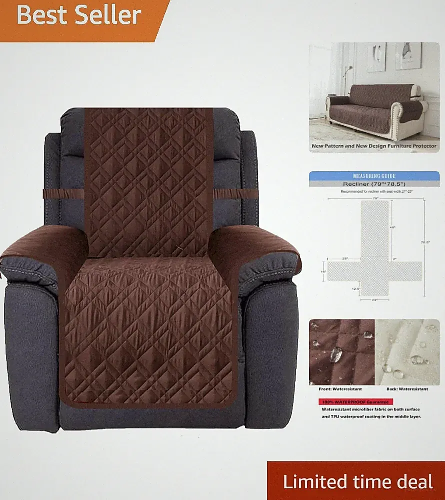 Elegant Waterproof Nonslip Recliner Cover for Pets & Kids, Size 23'' - Chocolate