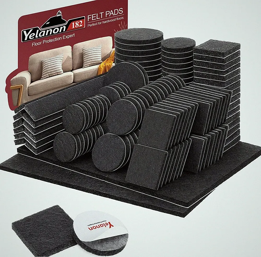Felt Furniture Pads 182 Pcs Premium Felt Pads for Chair Legs Furniture, Floor...