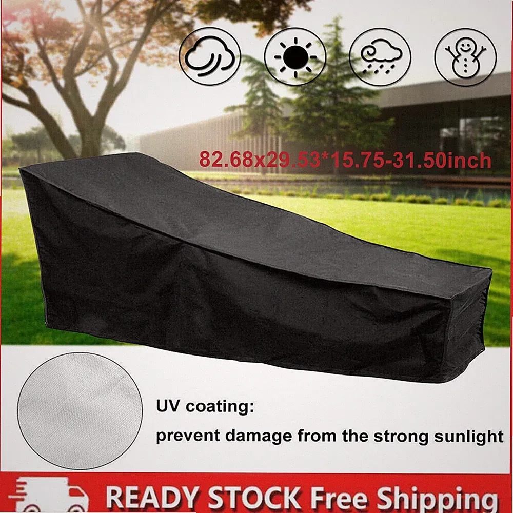 Furniture Chaise Lounge Chair Cover Waterproof 600D for Outdoor Protection Patio