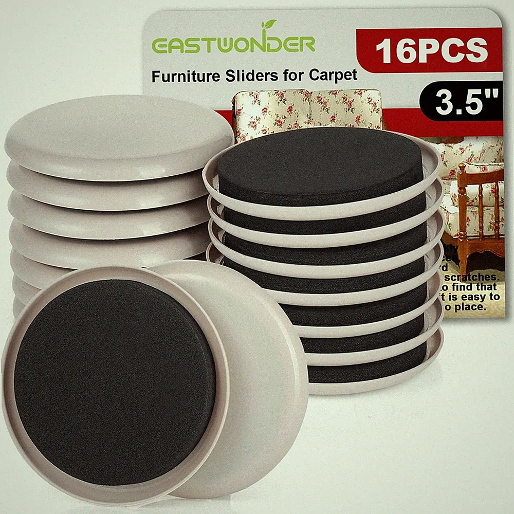 Furniture Sliders for Carpet, 16 PCS - 3.5 Inch Reusable Furniture Movers Sli...