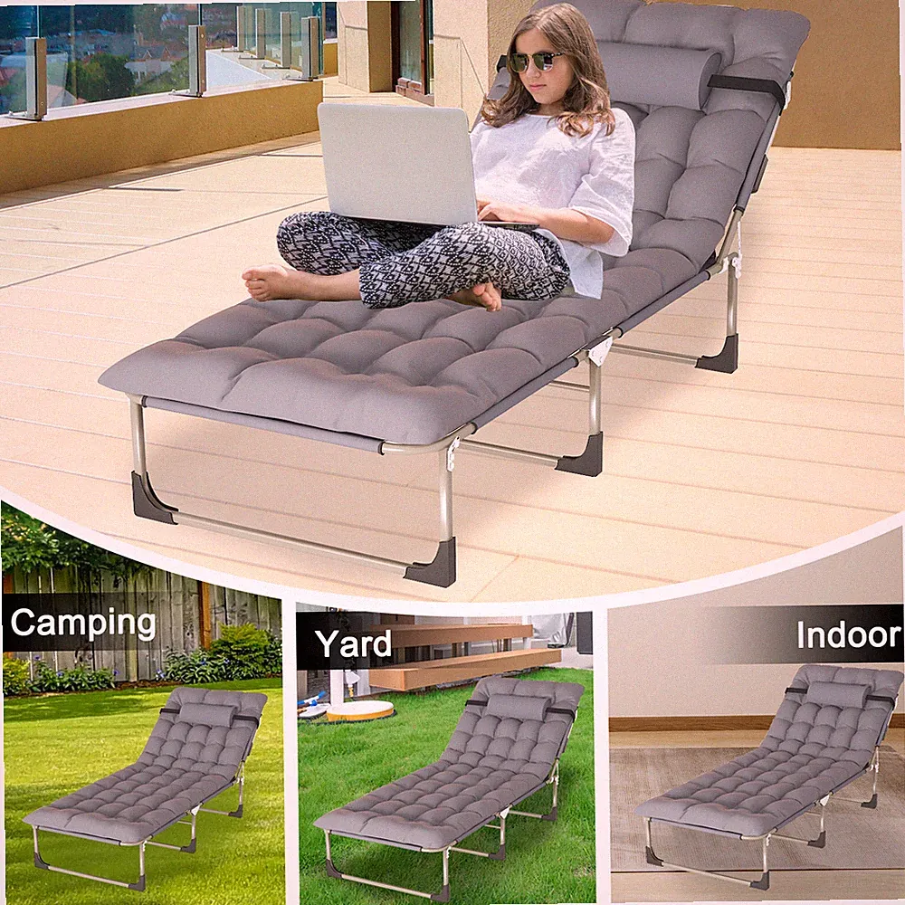 Indoor/Outdoor Lounge Chair - Extra Thick Cotton Padding for Patio/Office/Garden
