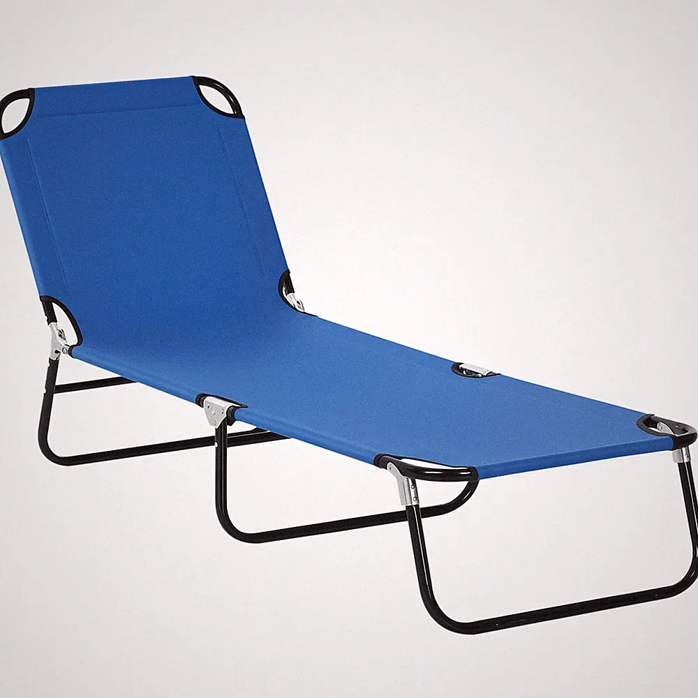 Modern Folding Lounge Chair with 5-Position Recline for Patio Blue