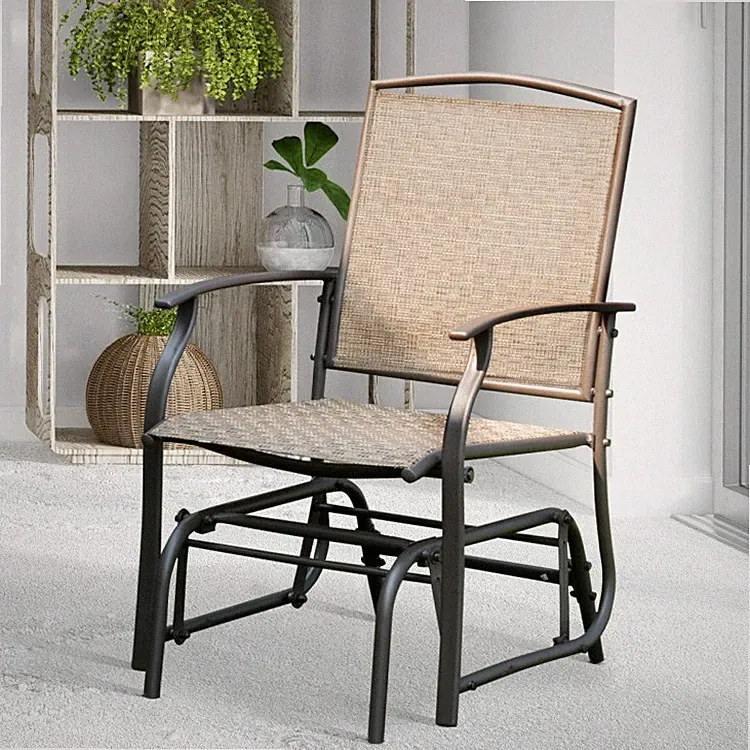 Outdoor Steel Frame Rocking Glider Chair for Patio - Weather-Resistant Fabric