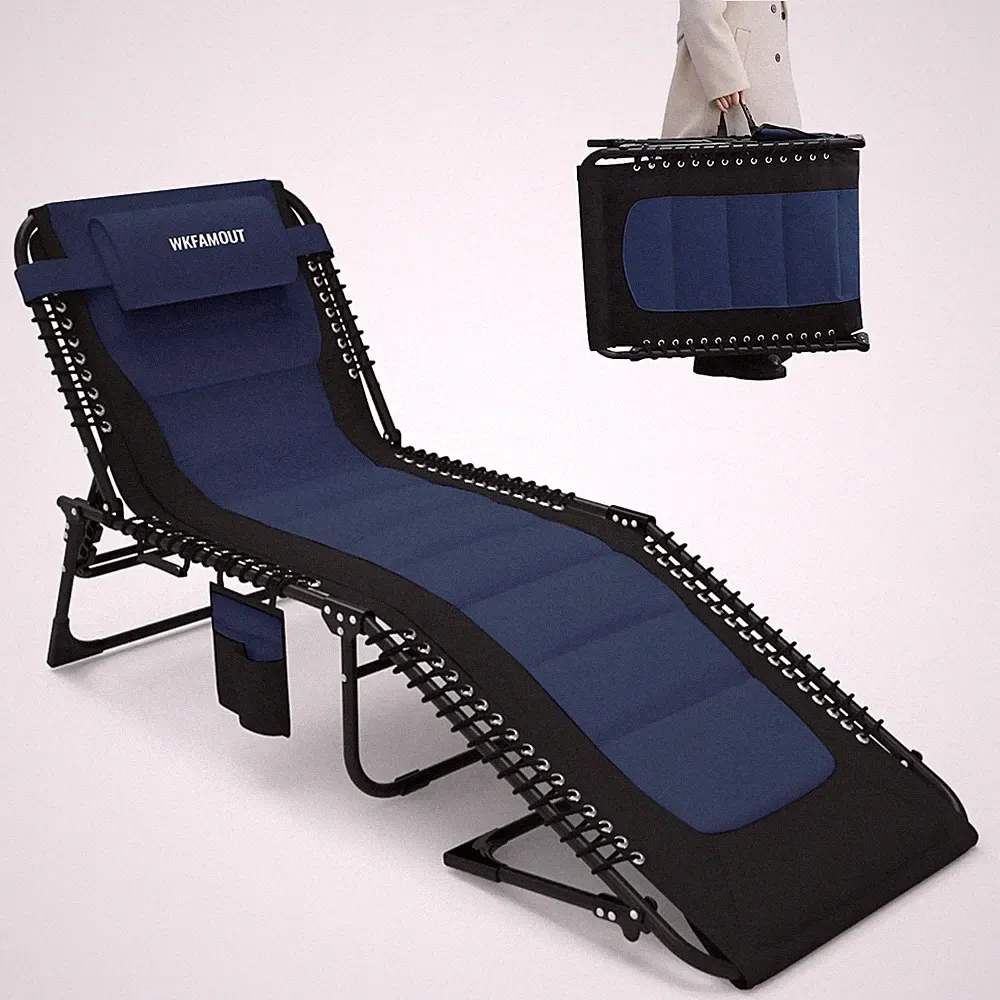 Oversized Padded Outdoor Folding Lounge Chair for Adults 330Ibs Patio Chaise...