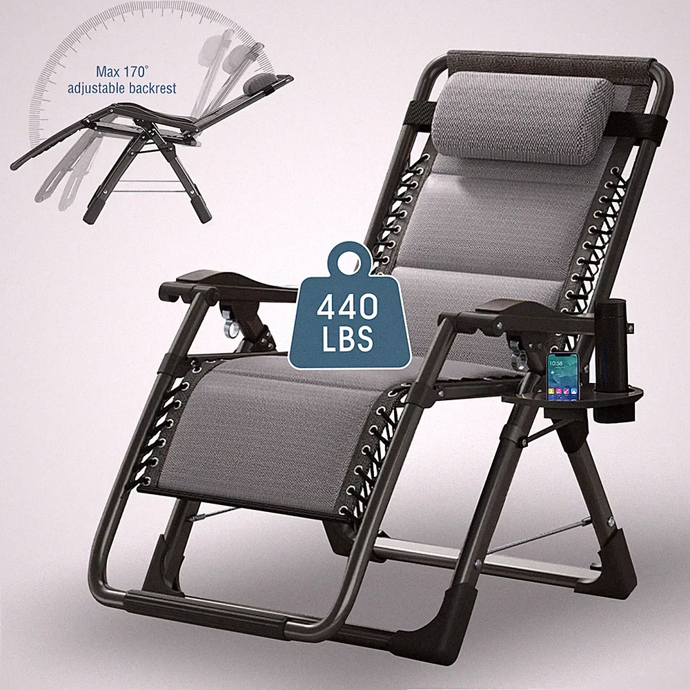 SLSY Ice Touch Lounge Chair Patio Zero Gravity Chair Folding Reclining CupHolder