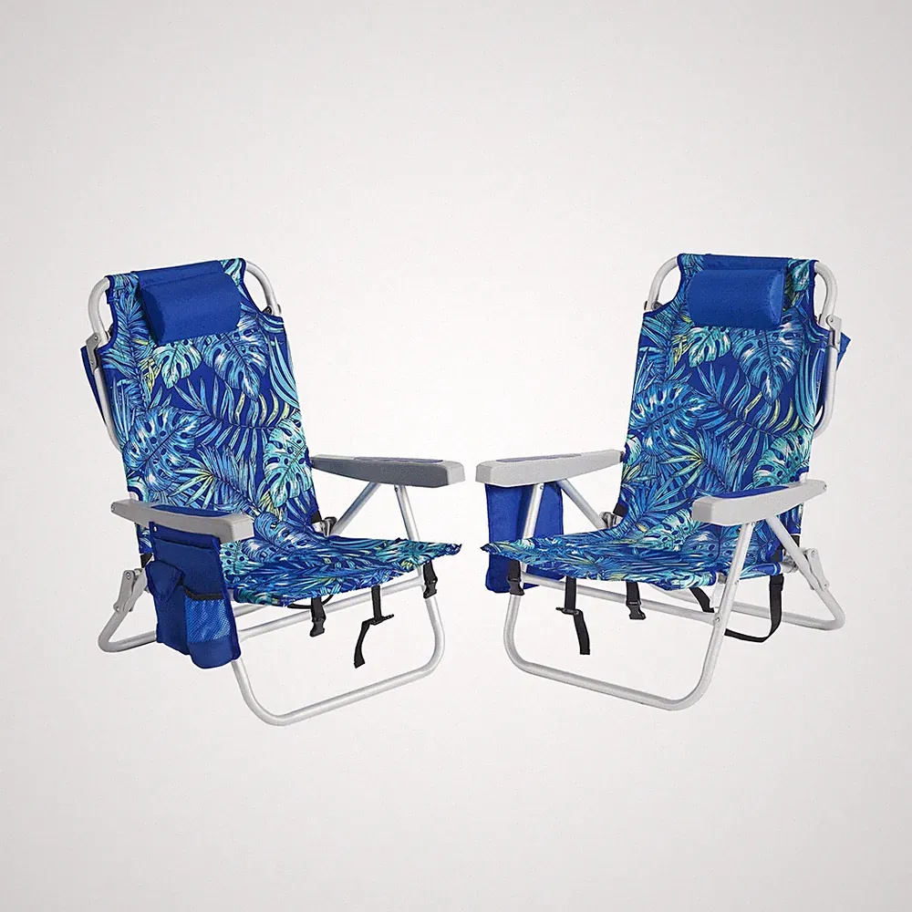 SUNNYFEEL Beach Chairs for Adults 2 Pack 5 Position Lay Flat, Portable Foldin...