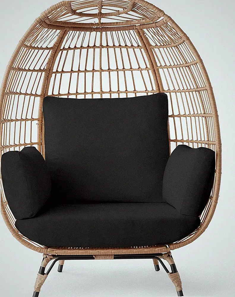 Wicker Egg Chair, Oversized Indoor Outdoor Lounger for Patio, Backyard, Living R